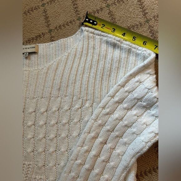 Jones NY Sport Winter White cable knit scoop neck sweater M - Picture 7 of 10